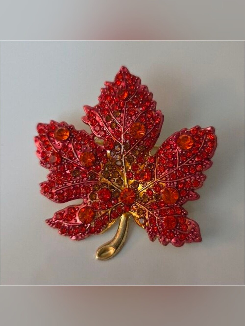 Maple Leaf Fall Brooch Loaded with Simulated GEMS /Necklace